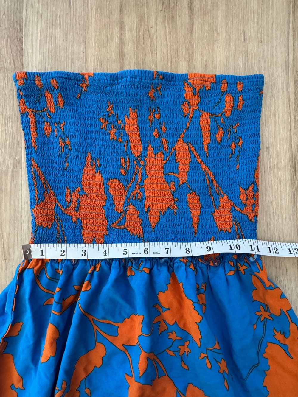 Anthropologie Abel the Label Blue and Orange Floral Smocked Maxi Dress sz M - Picture 4 of 7